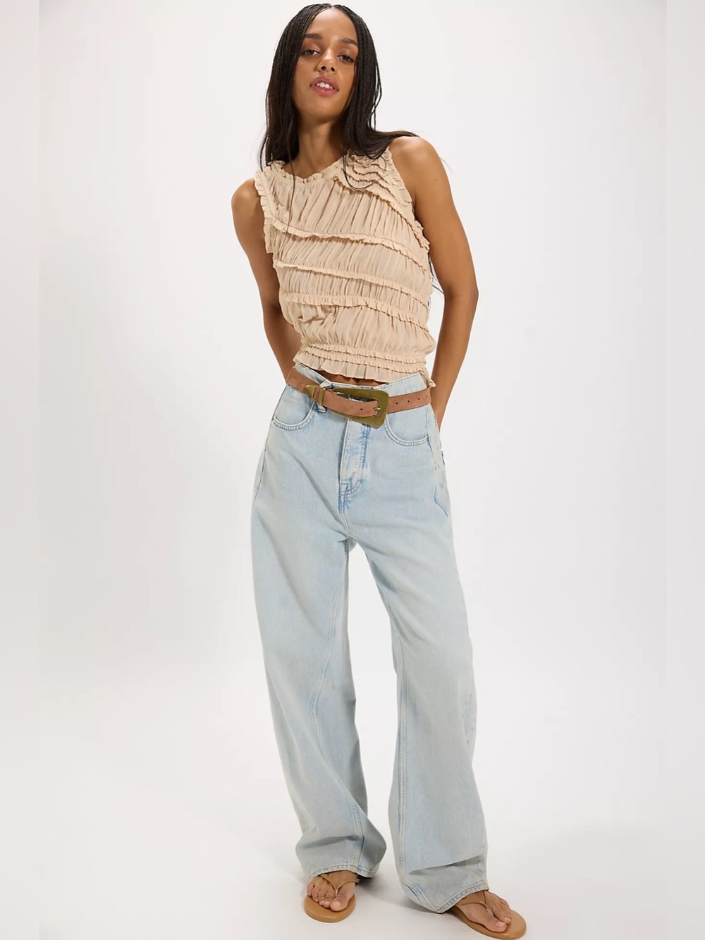 *NWT* We The Free Truro Baggy Puddle Jeans in Beach Please